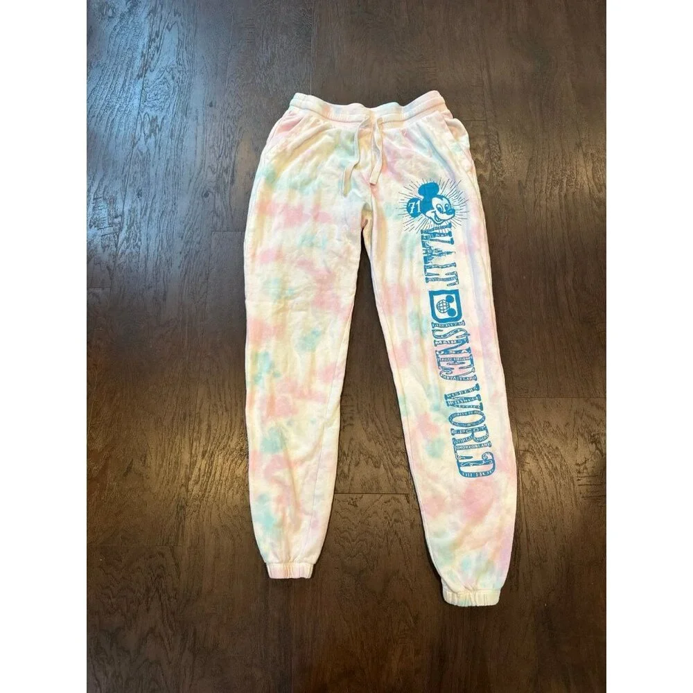 Walt Disney World Tie Dye Mickey Castle Lounge‎ Pants Joggers Womens